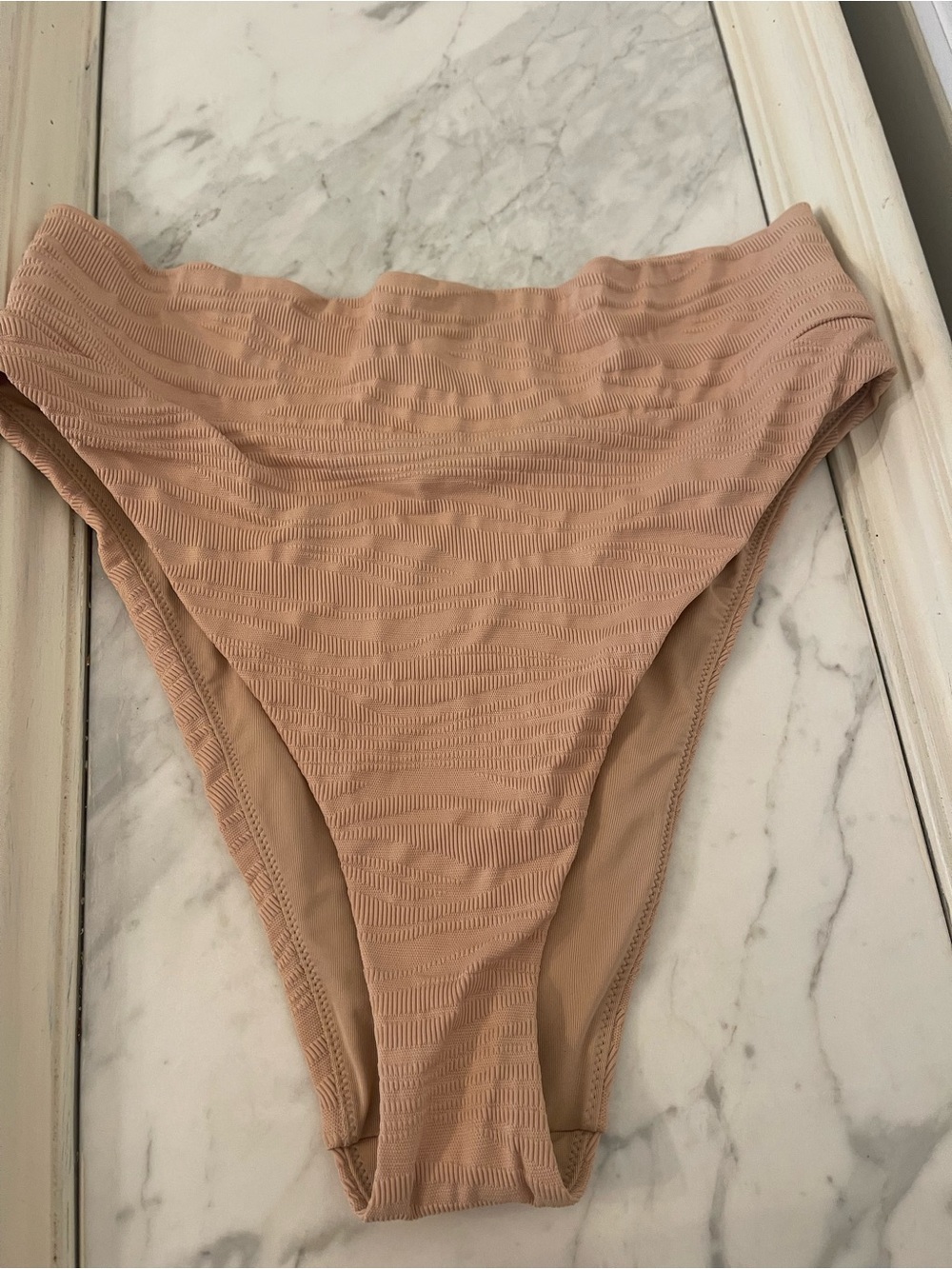 aerie High-Rise Ribbed Bikini Bottoms Nude